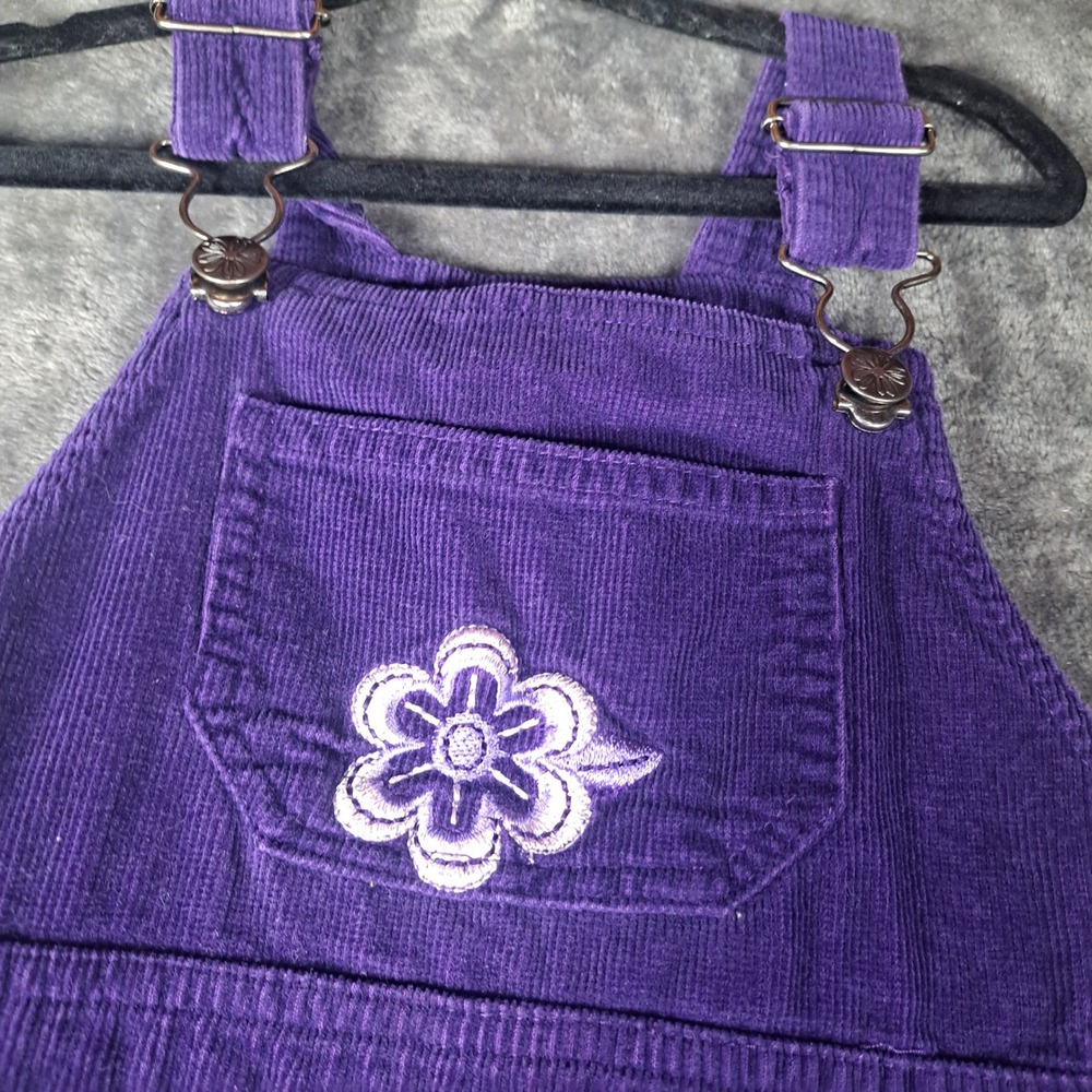 Samantha Says Girls Purple Corduroy Floral Embroidered Jumper Dress 5 Boho Retro - Picture 4 of 7
